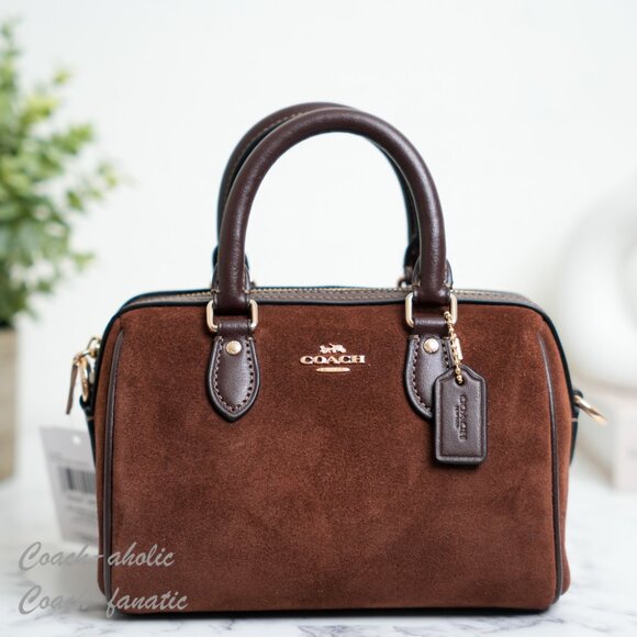 NWT Coach Mini Rowan Crossbody Bag CCF29 suede/Vintage Brown - Picture 6 of 14